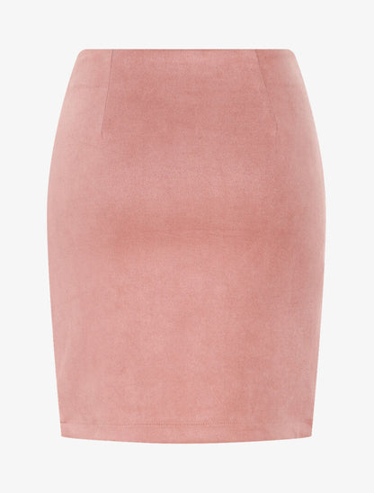 Jupe en suédine style portefeuille drapé - rose - 2