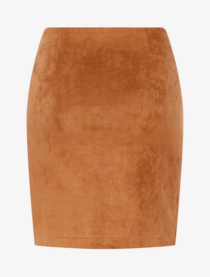 Jupe en suédine style portefeuille drapé - camel - 2