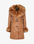 Manteau en simili à bords fourrure - camel - 3