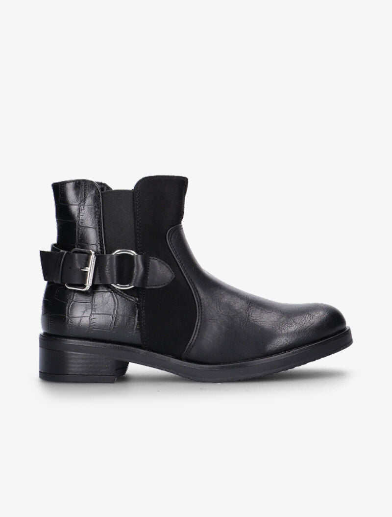 Boots bimatière basses à contrefort croco - noir - 2