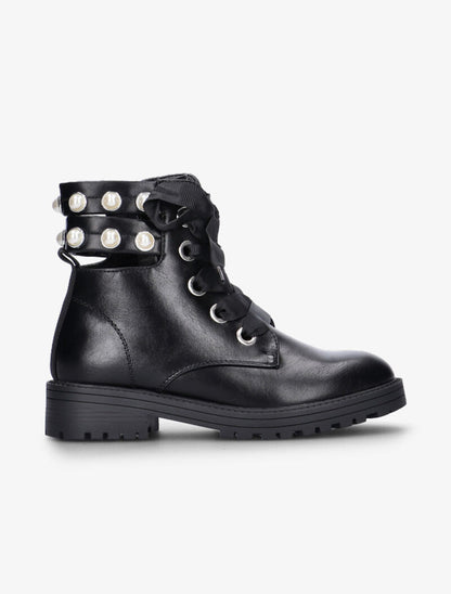Boots à découpe et lacets ruban - noir - 2
