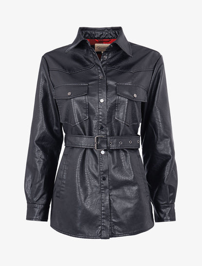 Veste légère en simili à intérieur tartan - noir/rouge - 1