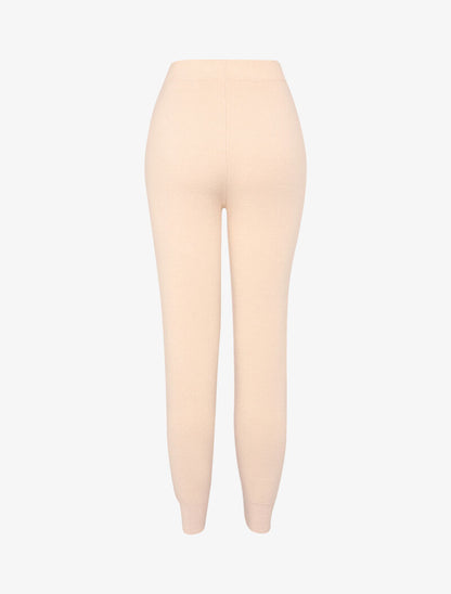 Jogpant en maille coupe carotte - beige - 2