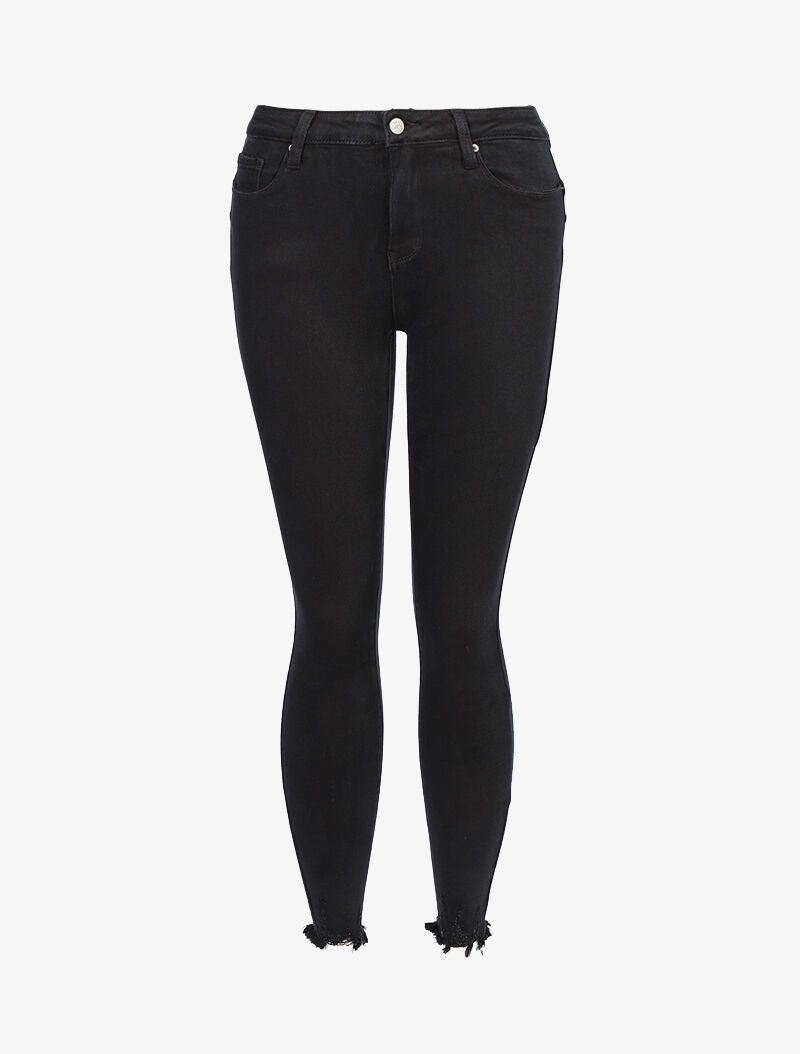 Jean 7/8 con bordes deshilachados - negro