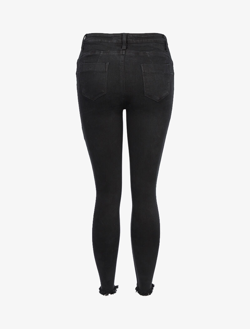 Jean 7/8 con bordes deshilachados - negro