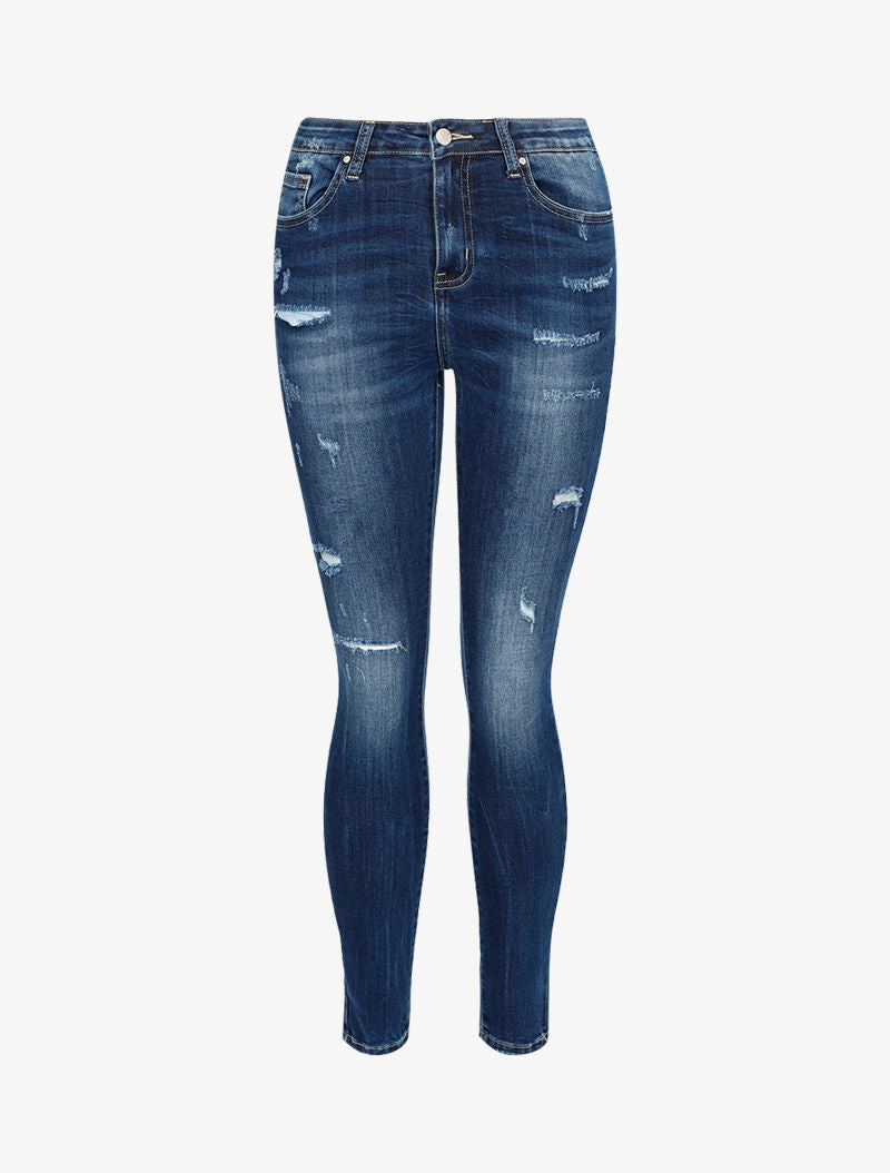 Jean skinny à découpes - bleu denim - 2