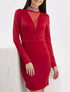 Robe à col montant strassé - rouge - 4