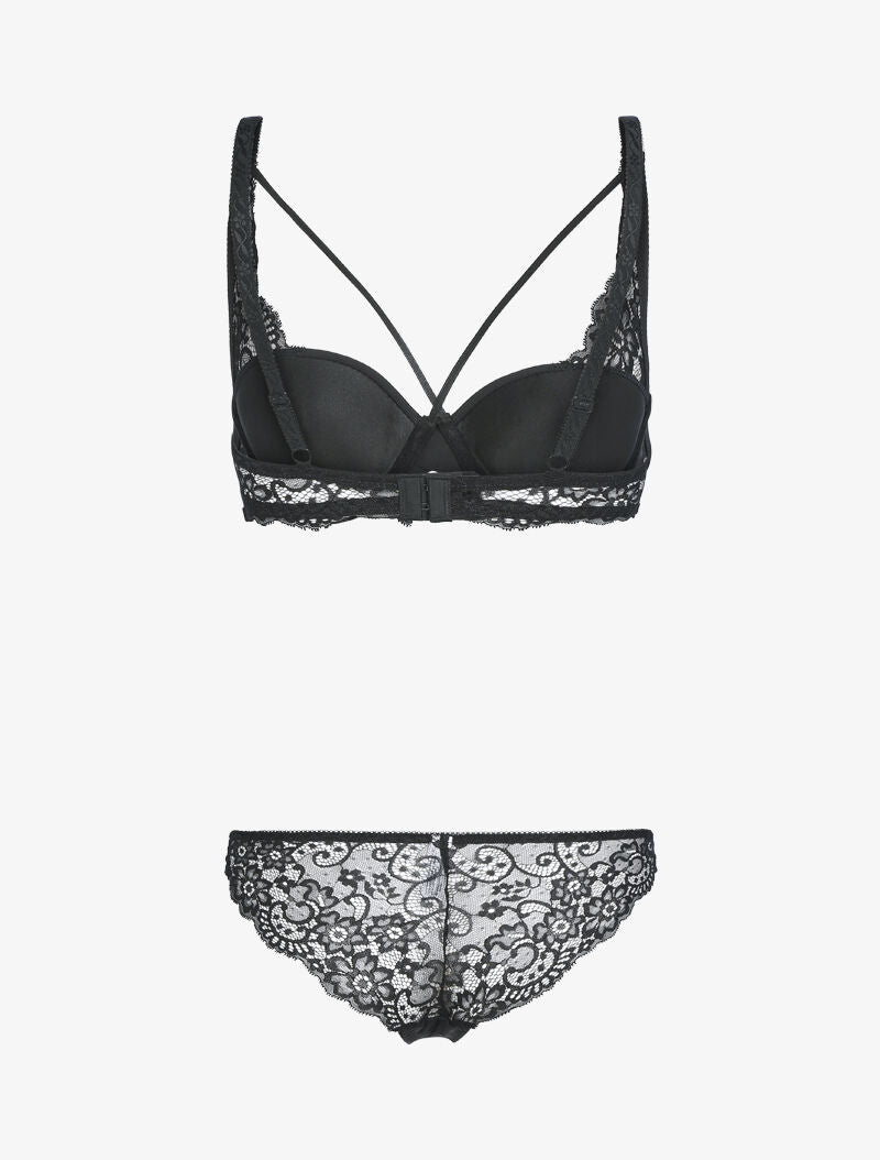 Ensemble corbeille lace out et tanga - noir - 2