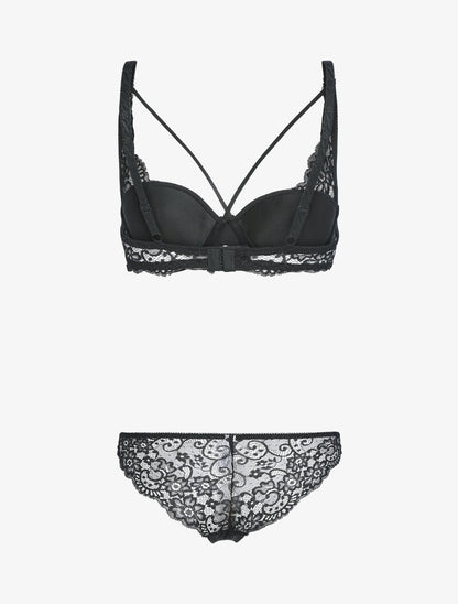 Ensemble corbeille lace out et tanga - noir - 2