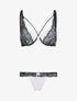 Ensemble corbeille lace out et tanga - blanc et noir - 3
