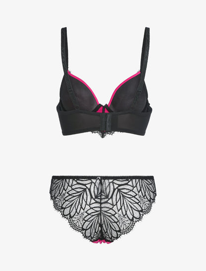 Ensemble à dentelle échancrée - fushia - 2