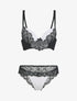 Ensemble à dentelle échancrée - écru/noir - 1