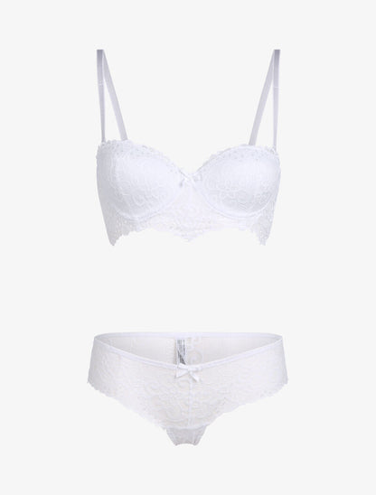 Ensemble à dentelle à fleurs et arabesques - blanc - 3