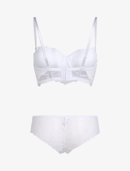 Ensemble à dentelle à fleurs et arabesques - blanc - 2