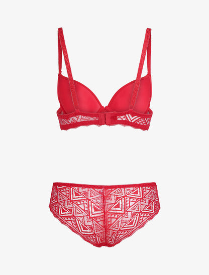 Ensemble à triangles en dentelle - rouge - 2