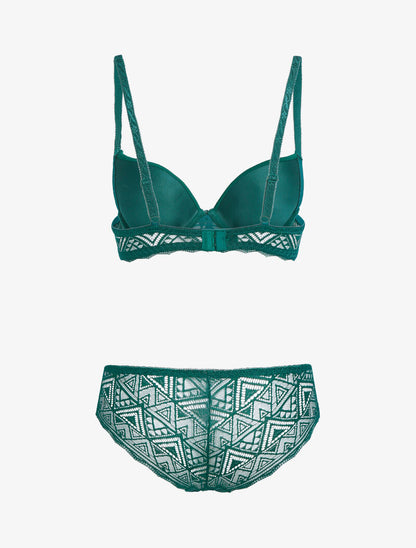 Ensemble à triangles en dentelle - vert sapin - 2