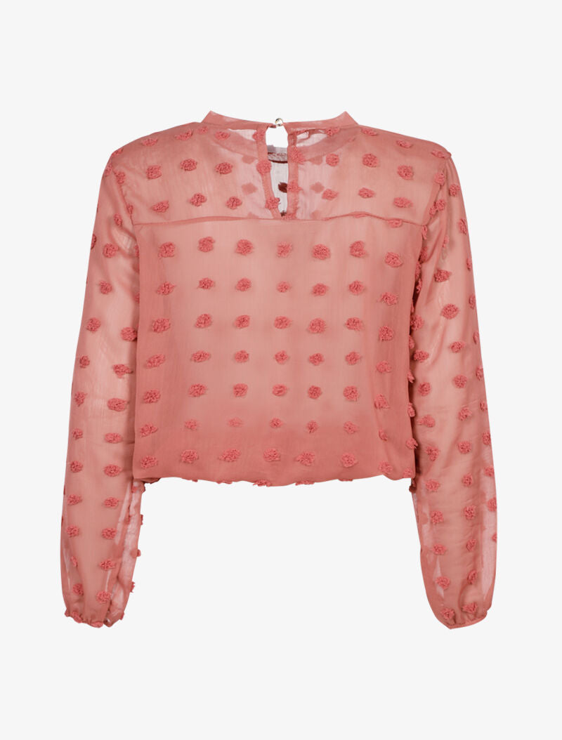 Top empiécé de ronds en relief - vieux rose - 2