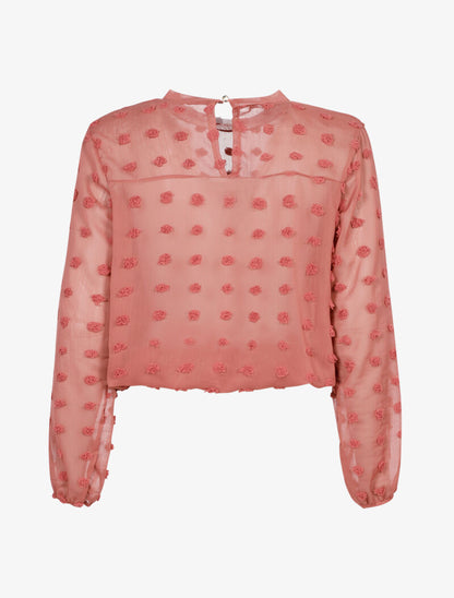 Top empiécé de ronds en relief - vieux rose - 2