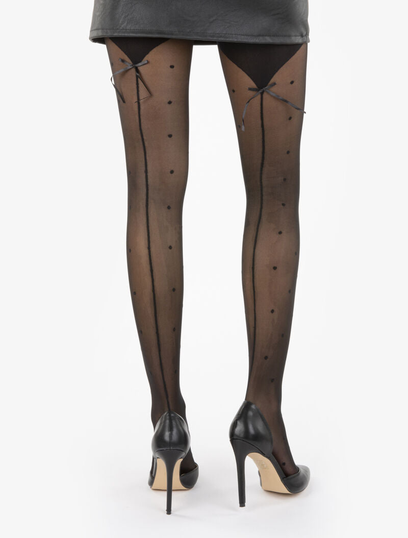 Collants effet bas ornés d&