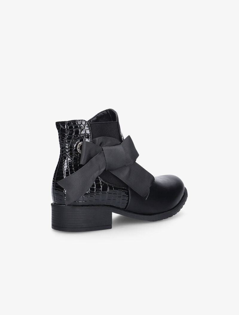 Bottines texturées à noeud - noir - 4