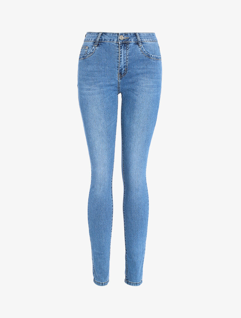 Jean skinny à poches arrières strassées - denim clair - 3