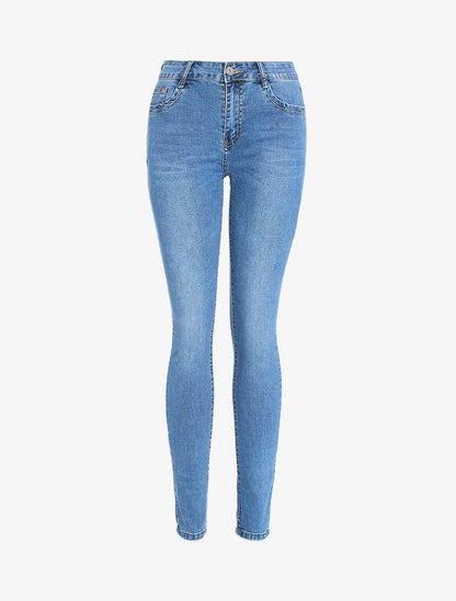 Jean skinny à poches arrières strassées - denim clair - 3