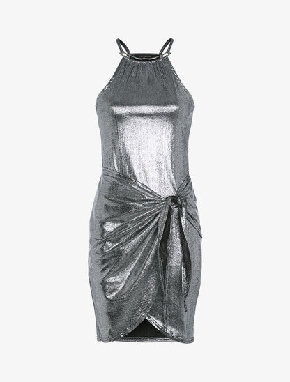 Robe irisée à décolleté métallique - argent - 3