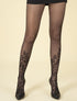 Collants à pieds motifs fleuri - noir - 1