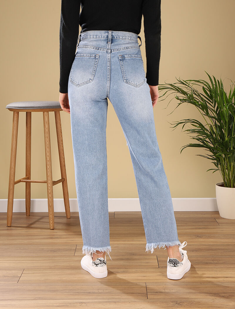 Jean boyfriend destroy - denim clair - 2