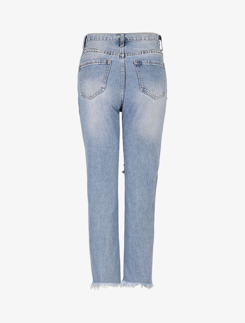 Jean boyfriend destroy - denim clair - 4
