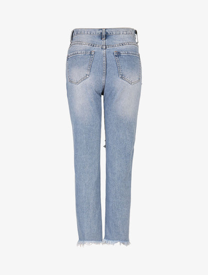 Jean boyfriend destroy - denim clair - 4