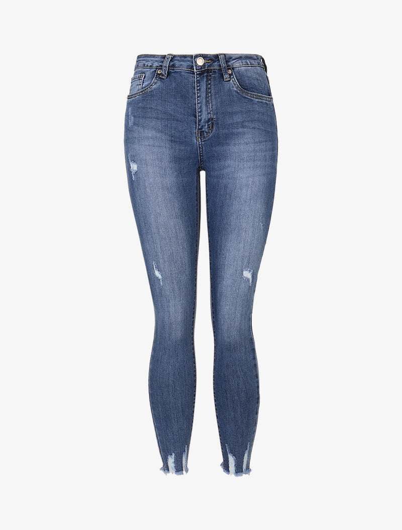 Jean griffé taille haute - bleu denim - 3