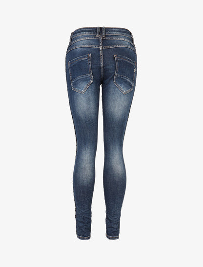 Jean à liseré de perles - denim foncé - 4