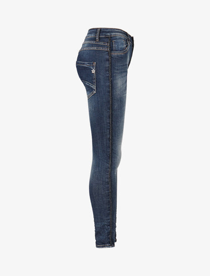 Jean à liseré de perles - denim foncé - 5
