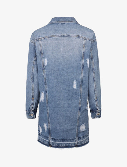 Veste loose déchirée - bleu denim - 2