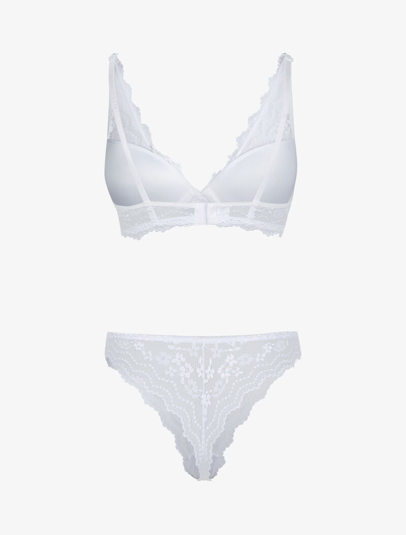 Ensemble soutien gorge ampliforme en dentelle fleurie - blanc - 2