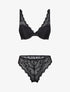 Ensemble soutien gorge ampliforme en dentelle fleurie - noir - 3
