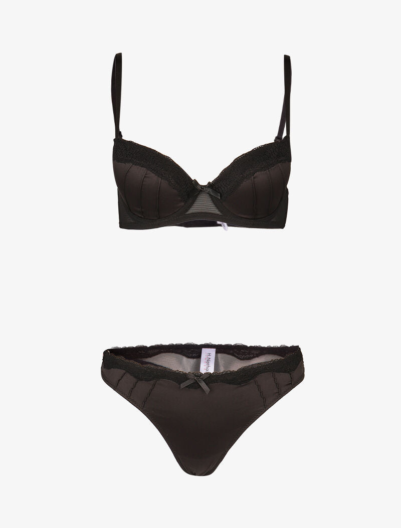 Ensemble push up satiné - noir - 3
