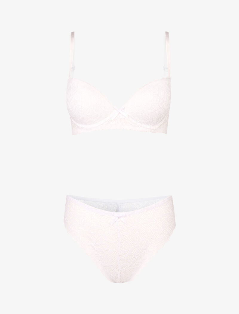 Ensemble push up en dentelle stylisée - blanc - 1