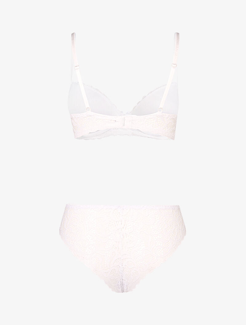 Ensemble push up en dentelle stylisée - blanc - 2