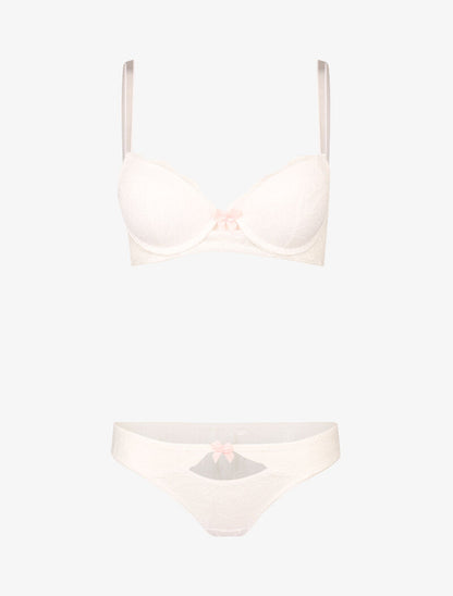 Ensemble push up en dentelle festonnée - blanc - 1