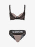 Ensemble satiné à empiècements résille et dentelle - noir/gris foncé - 1