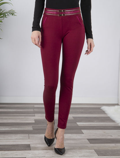Tregging slim à taille ornée - bordeaux - 5