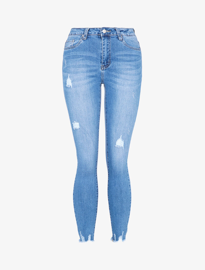 Jean 7/8 con rasgaduras - azul denim
