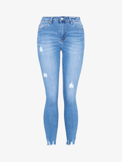Jean 7/8 con rasgaduras - azul denim