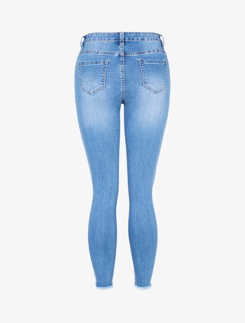 Jean 7/8 con rasgaduras - azul denim