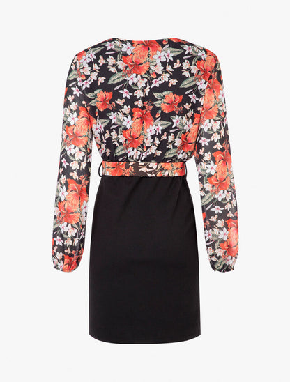 Robe à buste imprimé floral - noir - 2
