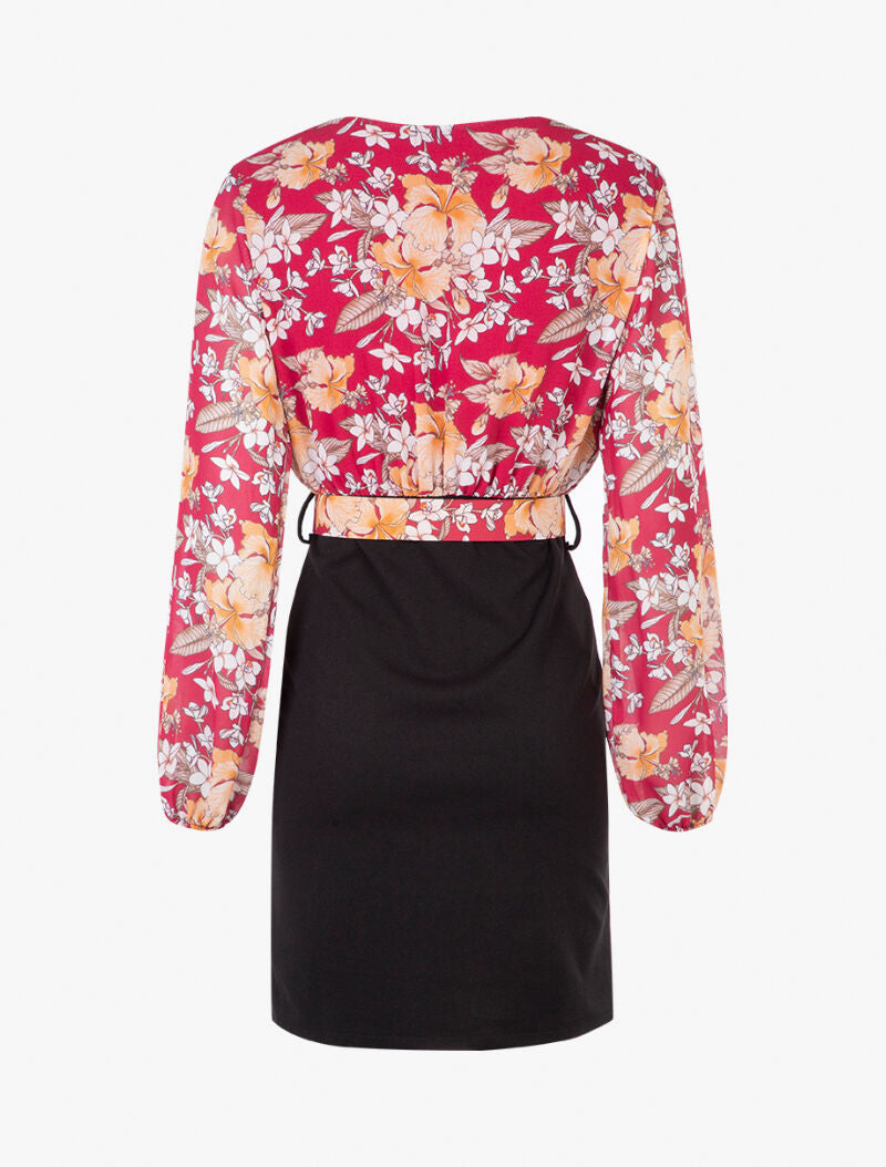 Robe à buste imprimé floral - bordeaux - 2