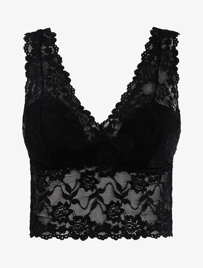 Crop top en dentelle - noir - 1