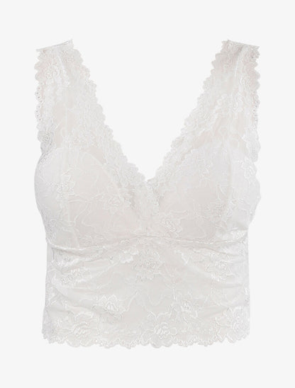 Crop top en dentelle - blanc - 3